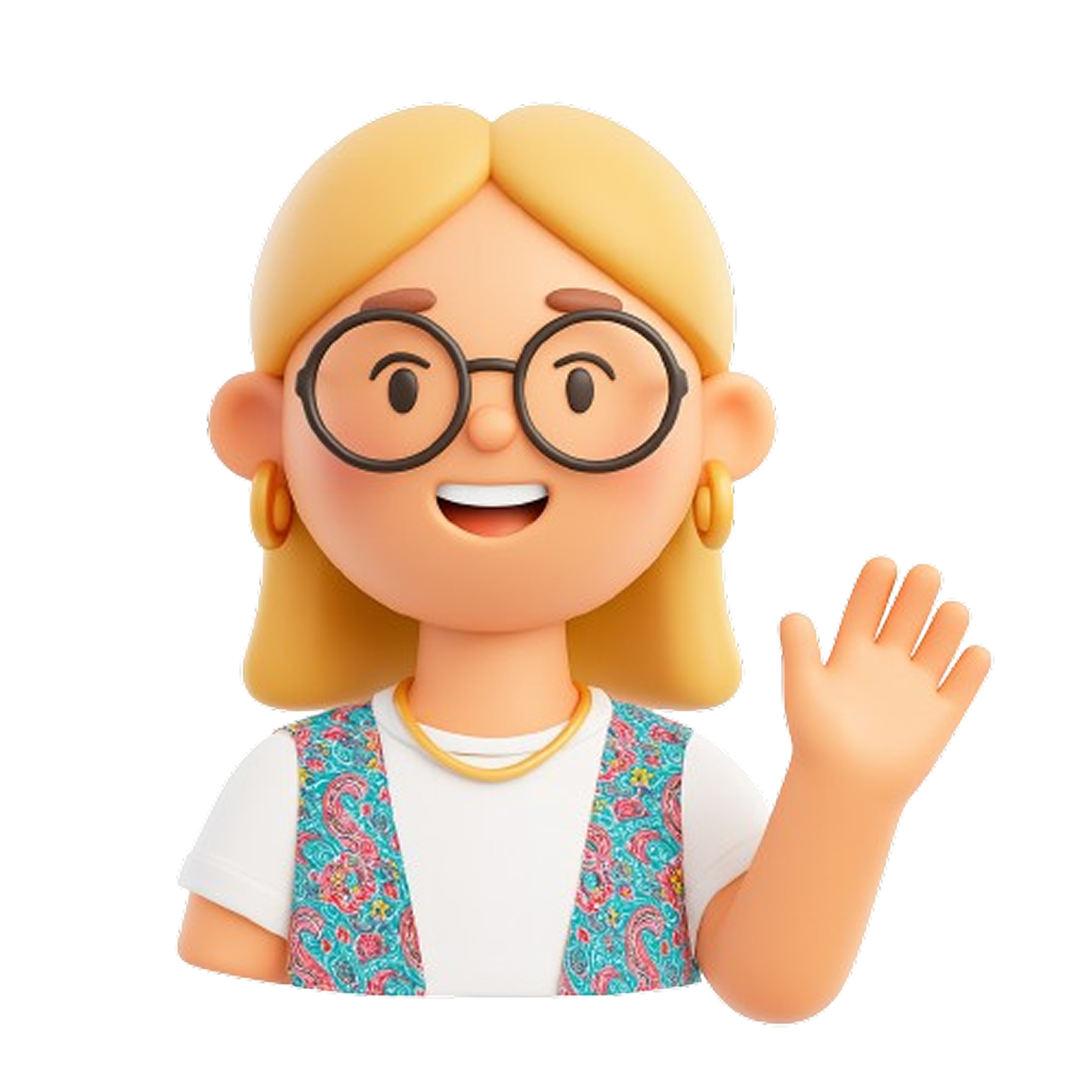 Ilustración Zaira saludando